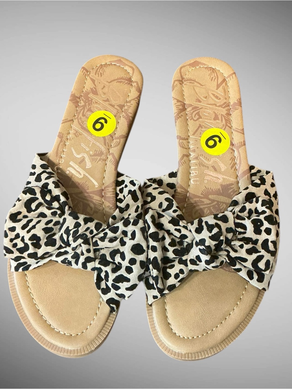 Blowfish Malibu Leopard Bow Slide Sandals Women’s Size 9 NWT